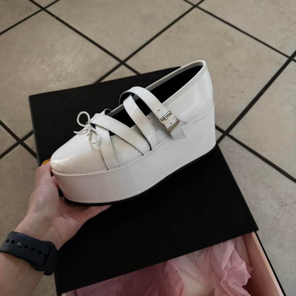 Noir Kei Ninomiya White Ballet Platforms